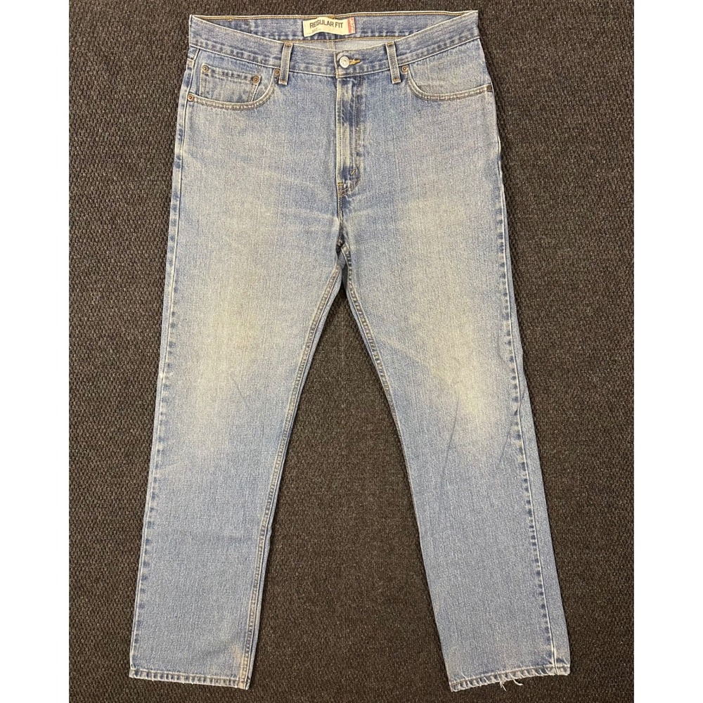 Y2K Levis 505 Jeans Mens 36x34 Regular Fit Straight Leg Light Wash Denim 2008